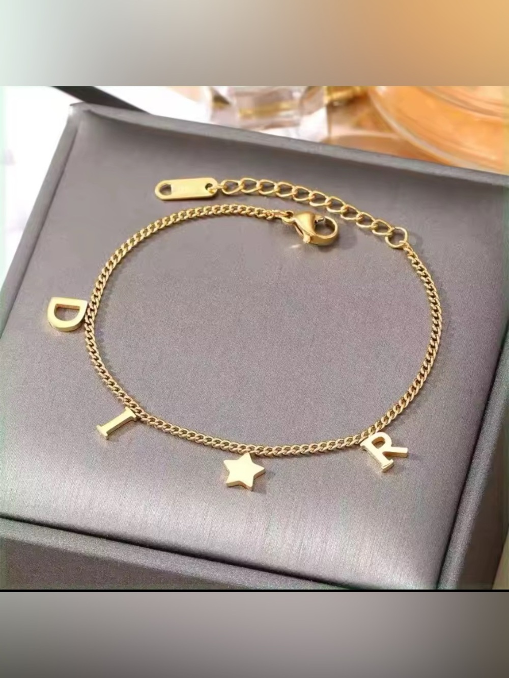 FASHION Luxury INSPIRED Gold Plated Steel Letter & Star Charm bracelet